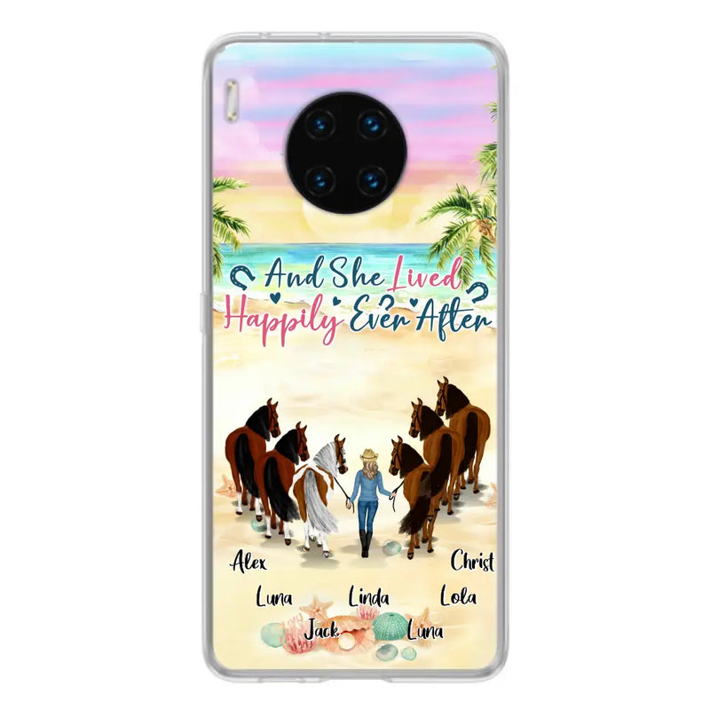 Personalized Horse Girl Phone Case - Up to 6 Horses - Gift Idea for Horse Lovers - And She Lived Happily Ever After - Case for Xiaomi/Huawei/Oppo