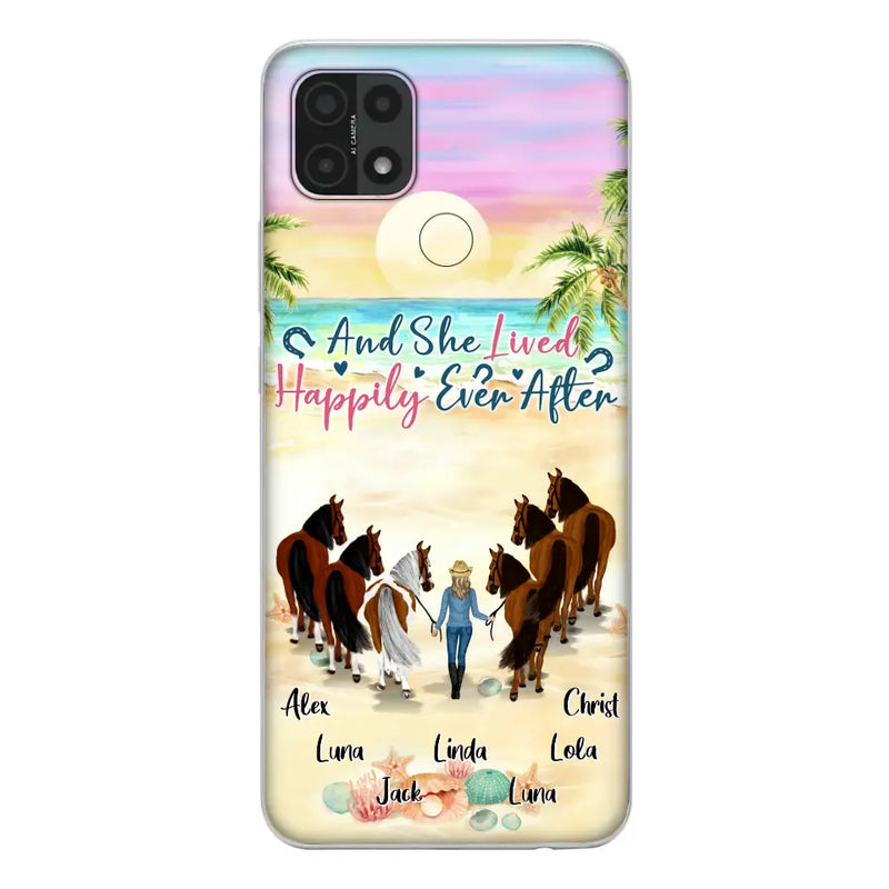 Personalized Horse Girl Phone Case - Up to 6 Horses - Gift Idea for Horse Lovers - And She Lived Happily Ever After - Case for Xiaomi/Huawei/Oppo