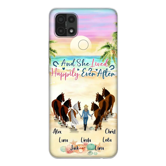 Custom Personalized Horse Girl Phone Case - Upto 6 Horses - Gift Idea for Horse Lovers - And She Lived Happily Ever After - Case for Xiaomi/Huawei/Oppo