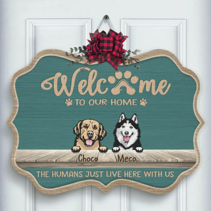 Personalized Pet Rectangle Door Sign - Up to 6 Pets - Best Gift For Dog/Cat Lovers - Welcome To Our Home