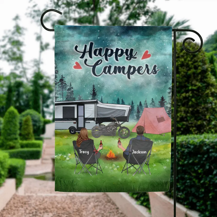 Custom Personalized Camping Flag Sign, Gift Idea For Couple, Camping Lovers - Happy Campers