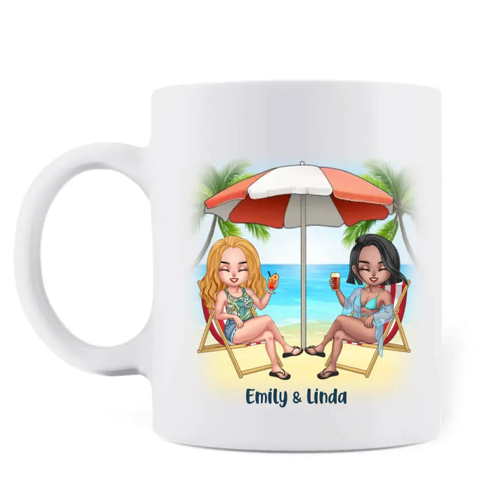 Custom Personalized Beach Girls Bestie Mug - Gift Idea For Beach Lovers/Friends - Beaches Booze & Besties