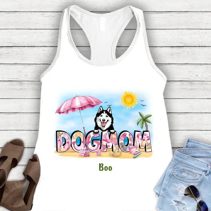Personalized Pet Mom AOP Women's Racerback Tank Top - Up to 5 Dogs/Cats - Gift Idea For Dog Mom/Cat Mom