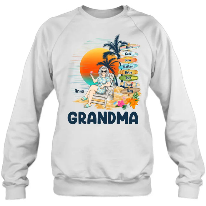 Custom Personalized Nana's Life Summer Shirt/Hoodie - Gift Idea for Grandma/ Grandpa - Custom Title Name - Upto 8 Kids