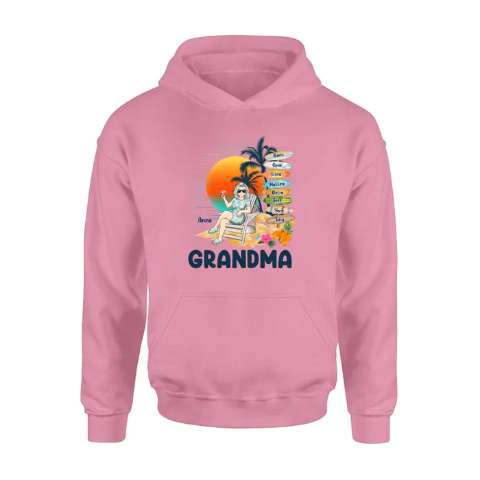 Custom Personalized Nana's Life Summer Shirt/Hoodie - Gift Idea for Grandma/ Grandpa - Custom Title Name - Upto 8 Kids