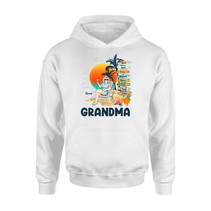 Custom Personalized Nana's Life Summer Shirt/Hoodie - Gift Idea for Grandma/ Grandpa - Custom Title Name - Upto 8 Kids