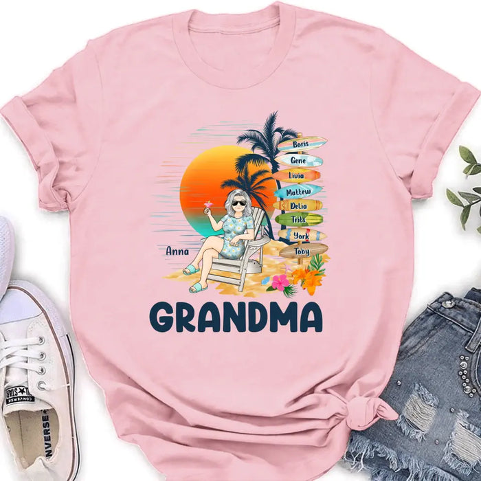 Custom Personalized Nana's Life Summer Shirt/Hoodie - Gift Idea for Grandma/ Grandpa - Custom Title Name - Upto 8 Kids