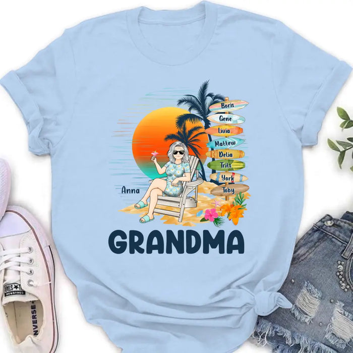 Custom Personalized Nana's Life Summer Shirt/Hoodie - Gift Idea for Grandma/ Grandpa - Custom Title Name - Upto 8 Kids