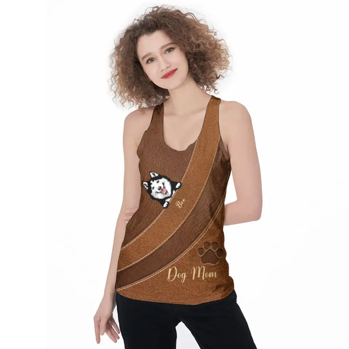 Personalized Dog Mom AOP Women's Racerback Tank Top - Up to 6 Dogs - Gift Idea For Dog Lovers