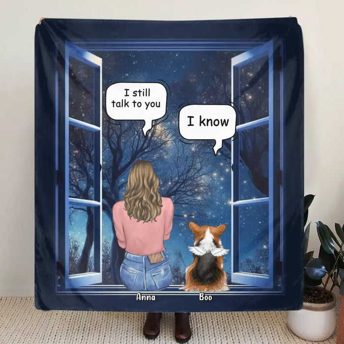 Custom Personalized Memorial Pet Quilt/Single Layer Fleece Blanket - Upto 4 Dogs/Cats/Rabbits - Memorial Gift Idea for Dog/Cat/Rabbit Owners