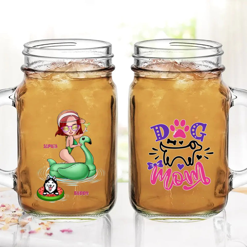 Personalized Dog Mom Mason Jug with Straw - Up to 4 Dogs - Gift Idea for Dog Lovers - Rockin' The Dog Mom Life