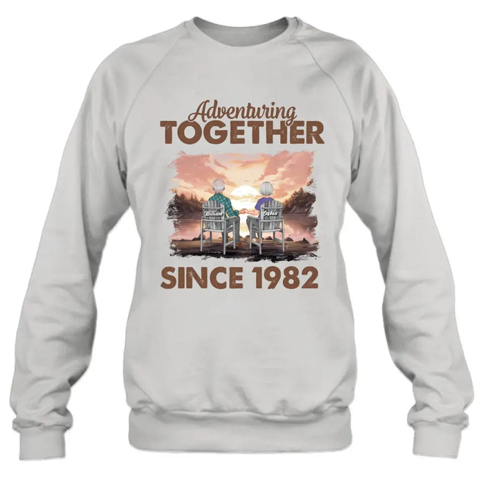 Custom Personalized Old Couple Shirt/Hoodie -Gift Idea for Couple/Husband/Wife - Adventuring Together