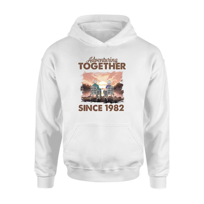 Custom Personalized Old Couple Shirt/Hoodie -Gift Idea for Couple/Husband/Wife - Adventuring Together