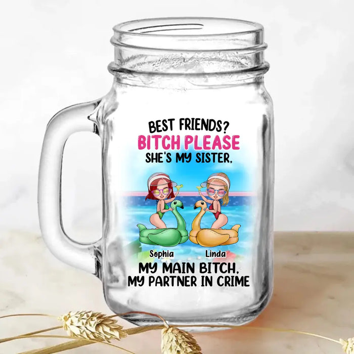 Custom Personalized Besties Mason Jug with Straw - Gift Idea For Friends/Besties - Best Friends