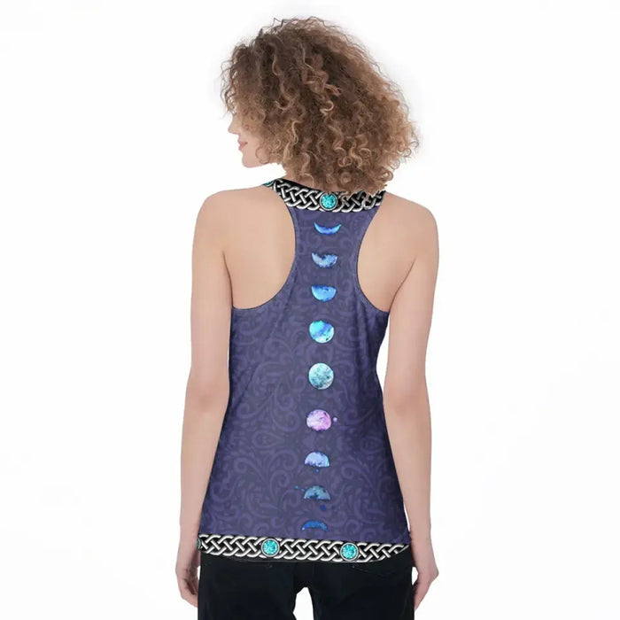 Personalized Witch Sister AOP Women's Racerback Tank Top - Gift Idea for Witch Lovers/Sisters - I'm The Youngest/Middle/Oldest Witch