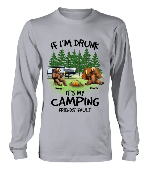 Custom Personalized Camping Friends Shirt/Hoodie - Upto 7 Bears - Gift Idea for Camping Lovers/Friends - If I'm Drunk It's My Camping Friends' Fault