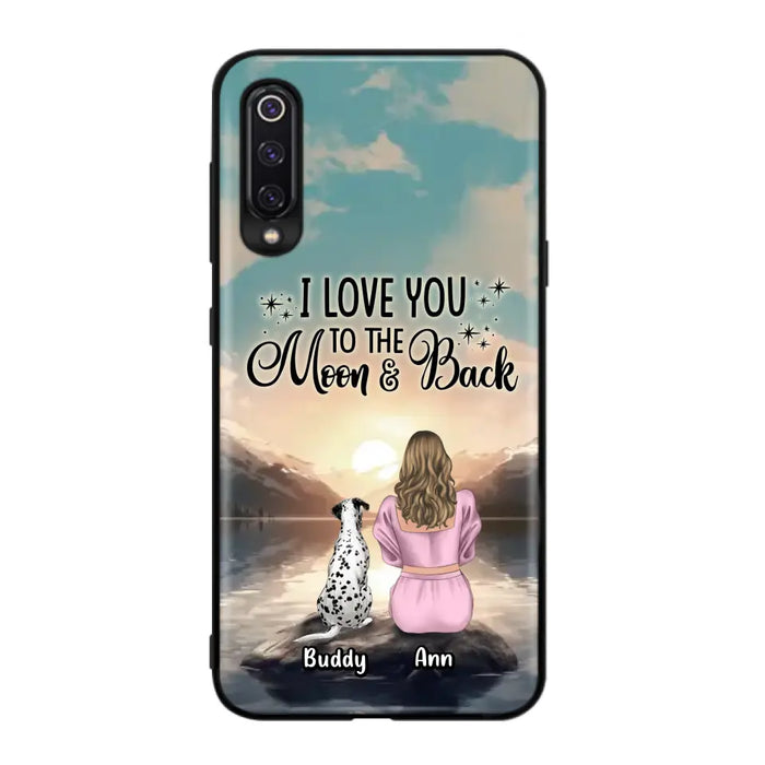 Custom Personalized Dog Mom Phone Case - Upto 6 Dogs - Gift Idea for Dog Lovers - I Love You To The Moon & Back - Case for Xiaomi/Huawei/Oppo