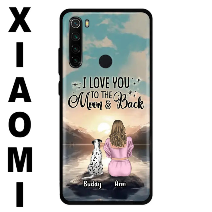 Custom Personalized Dog Mom Phone Case - Upto 6 Dogs - Gift Idea for Dog Lovers - I Love You To The Moon & Back - Case for Xiaomi/Huawei/Oppo