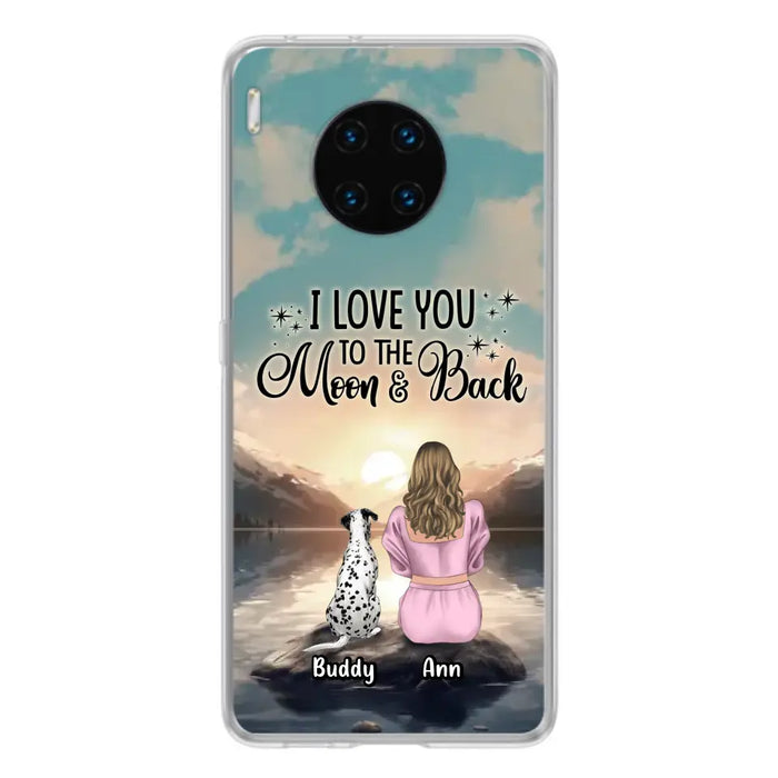 Custom Personalized Dog Mom Phone Case - Upto 6 Dogs - Gift Idea for Dog Lovers - I Love You To The Moon & Back - Case for Xiaomi/Huawei/Oppo