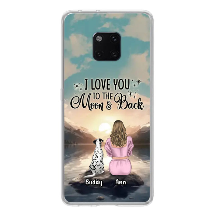 Custom Personalized Dog Mom Phone Case - Upto 6 Dogs - Gift Idea for Dog Lovers - I Love You To The Moon & Back - Case for Xiaomi/Huawei/Oppo