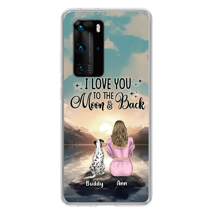 Custom Personalized Dog Mom Phone Case - Upto 6 Dogs - Gift Idea for Dog Lovers - I Love You To The Moon & Back - Case for Xiaomi/Huawei/Oppo