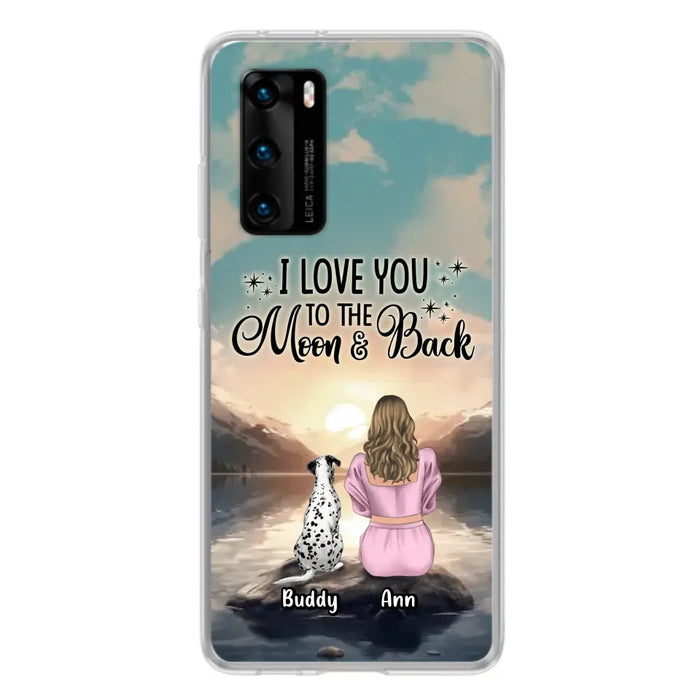 Custom Personalized Dog Mom Phone Case - Upto 6 Dogs - Gift Idea for Dog Lovers - I Love You To The Moon & Back - Case for Xiaomi/Huawei/Oppo