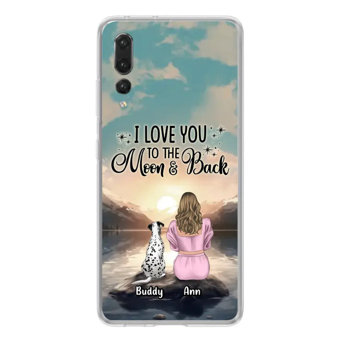 Custom Personalized Dog Mom Phone Case - Upto 6 Dogs - Gift Idea for Dog Lovers - I Love You To The Moon & Back - Case for Xiaomi/Huawei/Oppo