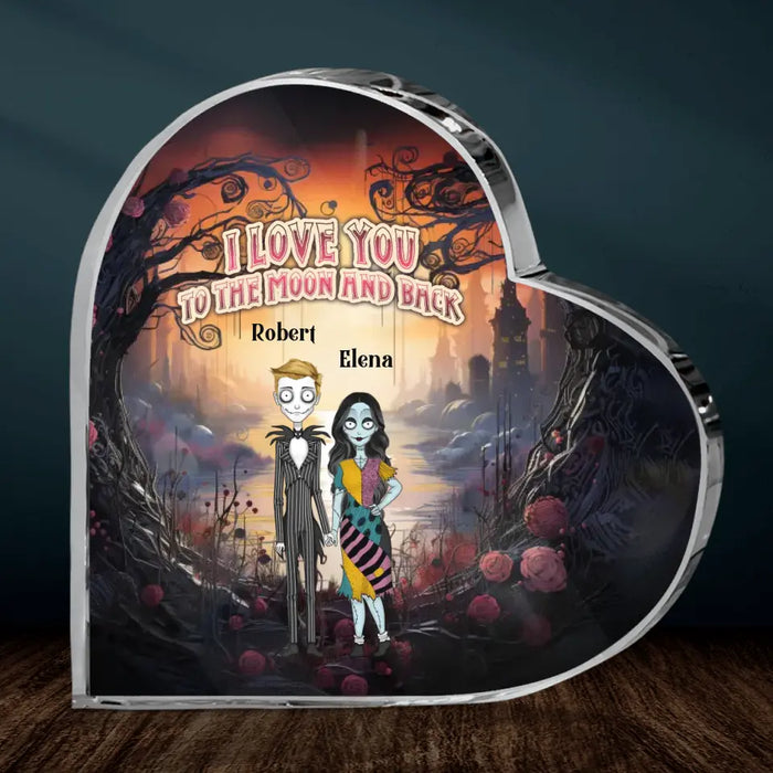 Custom Personalized Horror Crystal Heart - Gift Idea For Couple/Halloween - I Love You To The Moon & Back