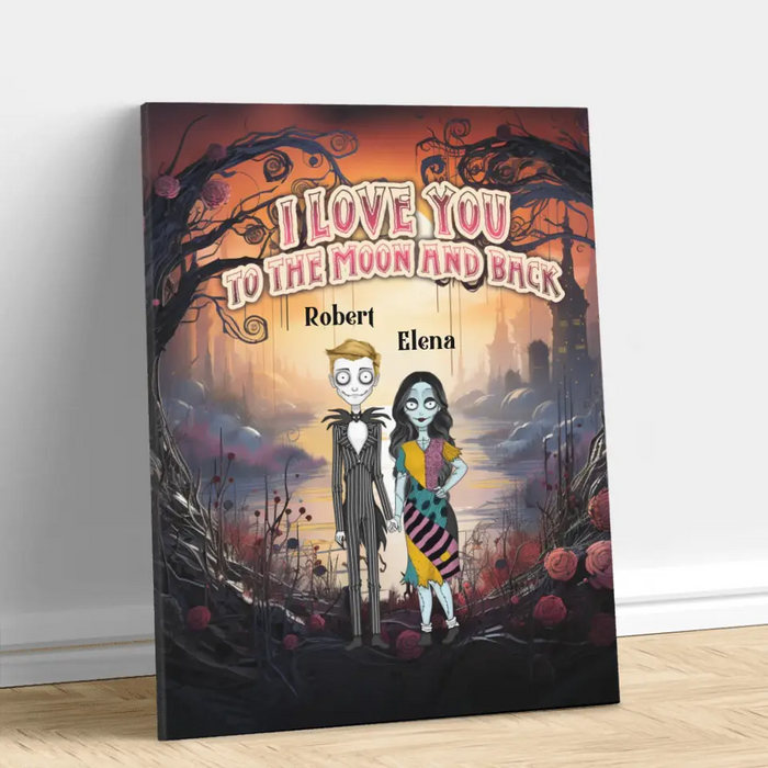 Custom Personalized Horror Vertical Canvas - Gift Idea For Couple/Halloween - I Love You To The Moon & Back