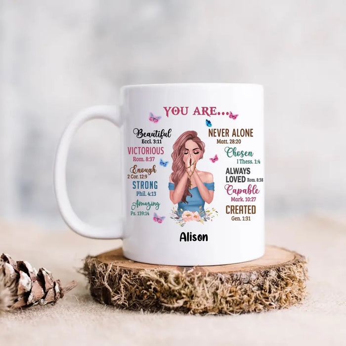 Custom Personalized Praying Girl Coffee Mug - Gift Idea for Girls/Friends - You Are Beautiful