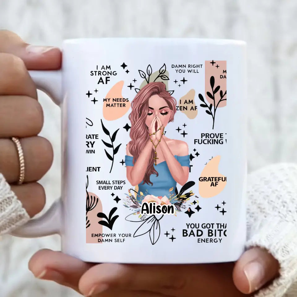 Custom Personalized Praying Girl Mason Jug - Gift Idea for Girls/Friends - You Are Beautiful