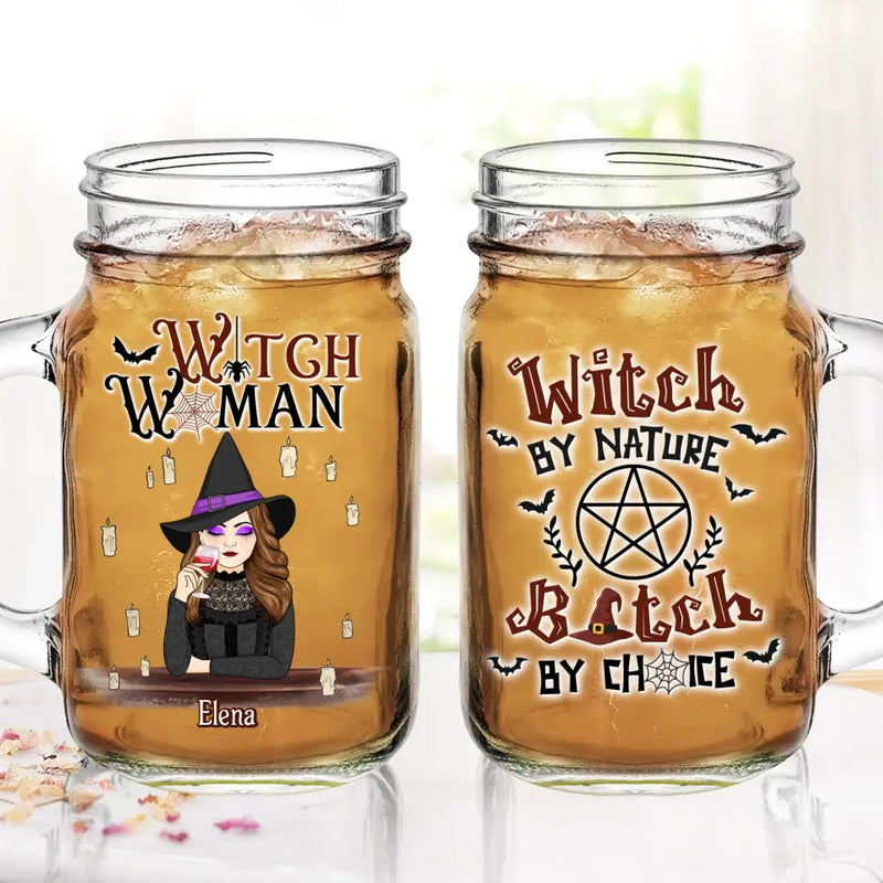 Personalized Witch Woman Mason Jug With Straw - Gift Idea For Besties/Witches/Halloween - Witch By Nature