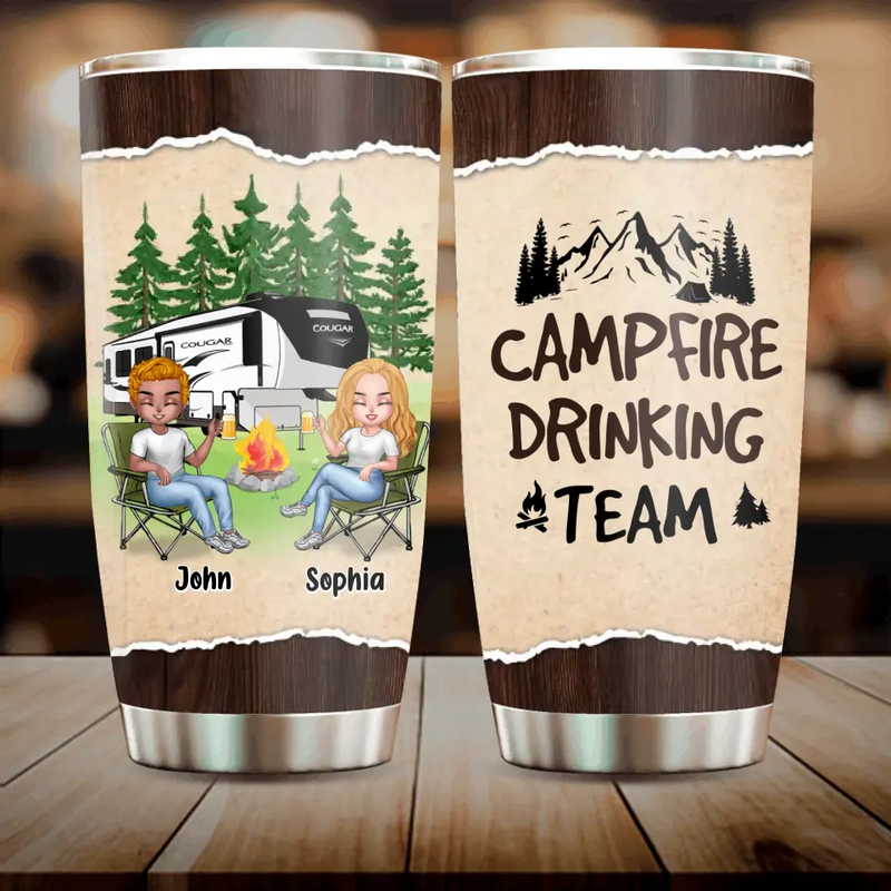 Custom Camping Friends Tumbler - Up to 6 People - Gift Idea For Friends/Couple/Camping Lovers - Campfire Drinking Team
