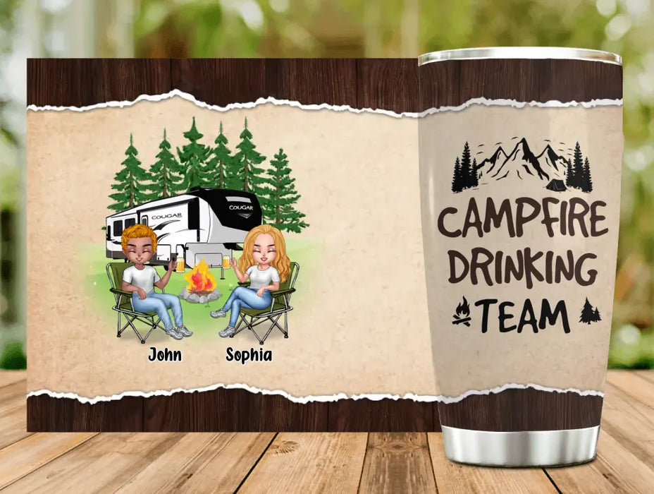 Custom Camping Friends Tumbler - Upto 6 People - Gift Idea For Friends/Couple/Camping Lovers - Campfire Drinking Team