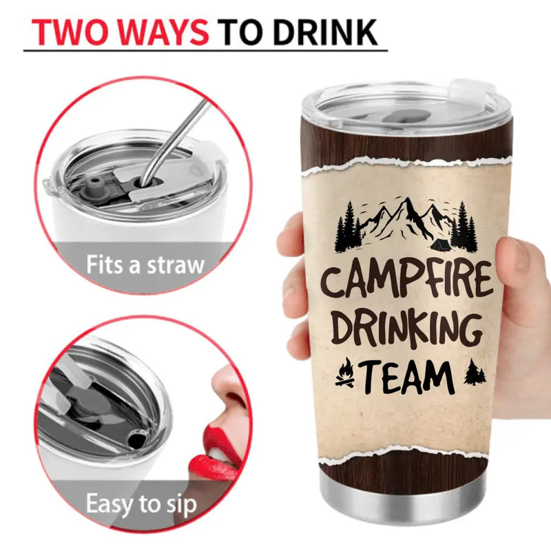 Custom Camping Friends Tumbler - Up to 6 People - Gift Idea For Friends/Couple/Camping Lovers - Campfire Drinking Team