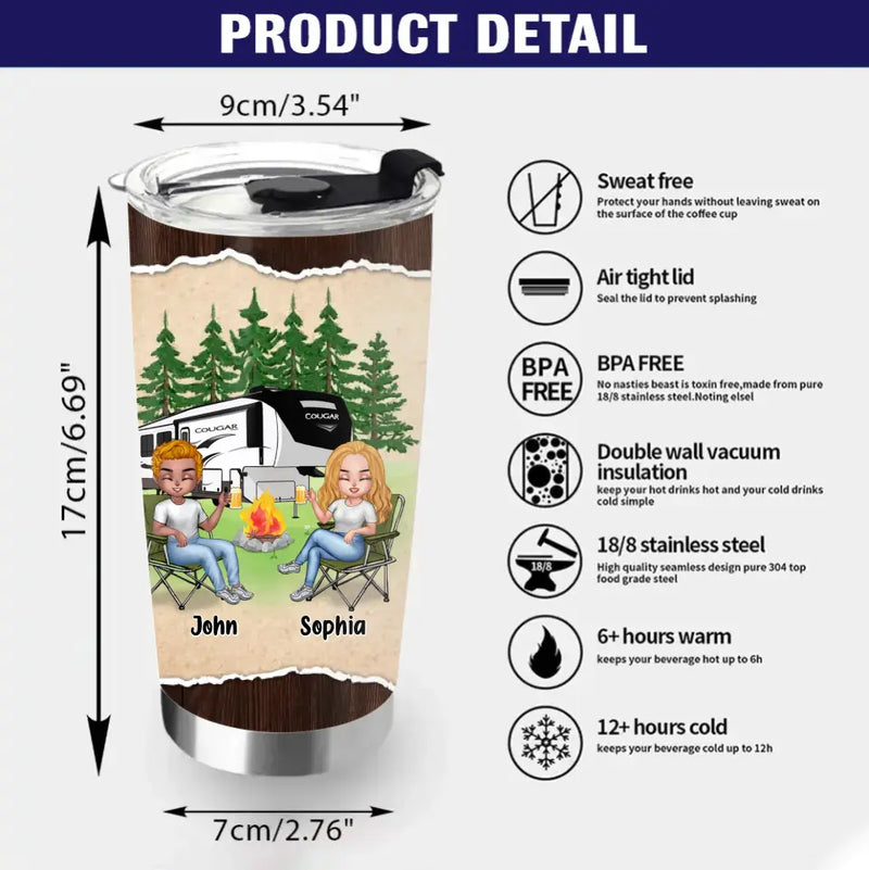 Custom Camping Friends Tumbler - Up to 6 People - Gift Idea For Friends/Couple/Camping Lovers - Campfire Drinking Team