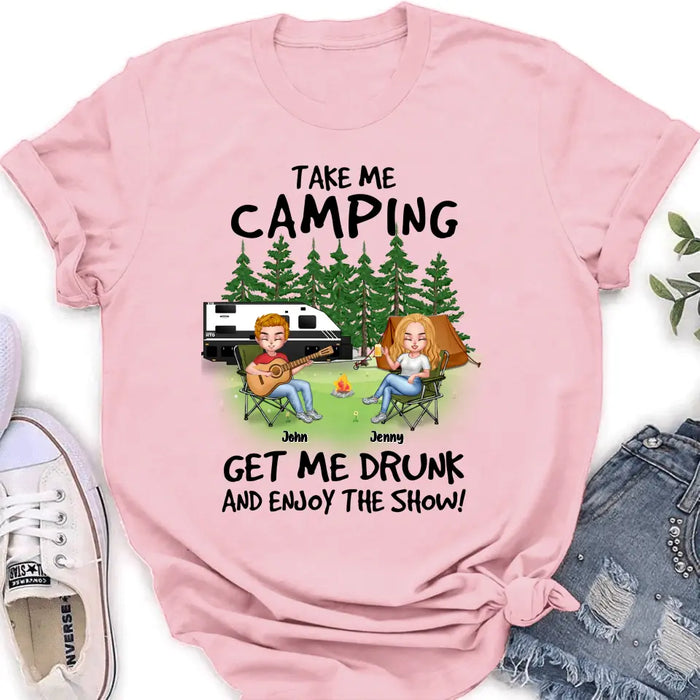 Custom Personalized Camping Guitar Shirt/Hoodie - Upto 6 People - Gift Idea for Camping Lovers - Take Me Camping Get Me Drunk And Enjoy The Show!