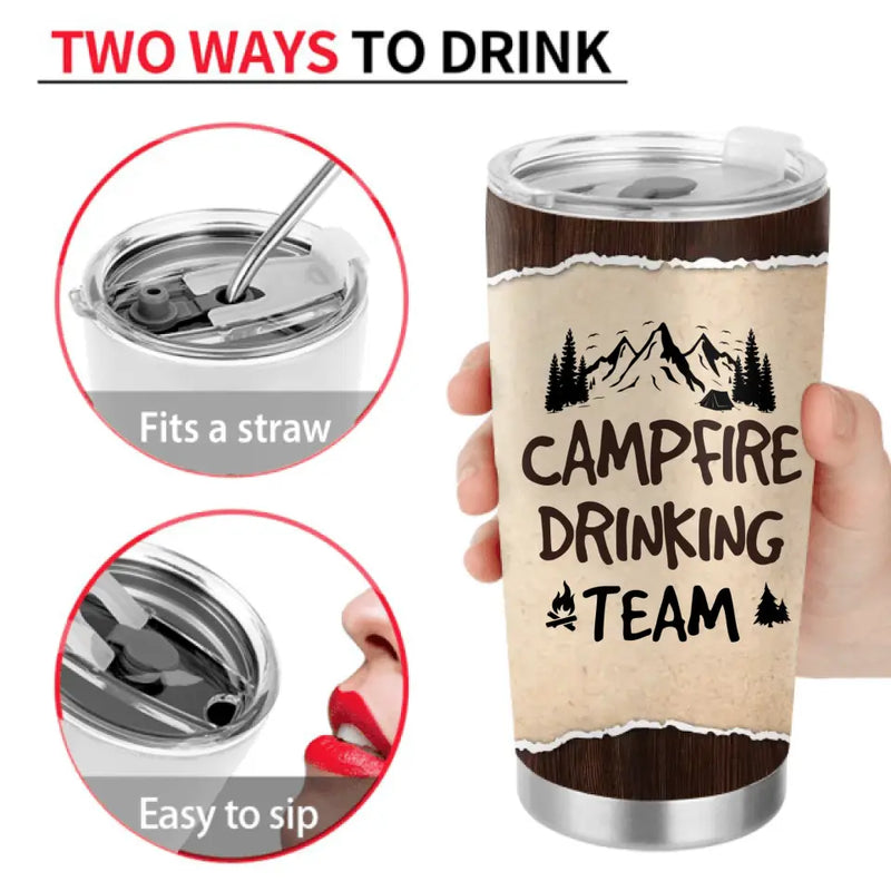 Custom Camping Friends With Guitar Tumbler - Up to 6 People - Gift Idea For Friends/Couple/Camping Lovers - Campfire Drinking Team