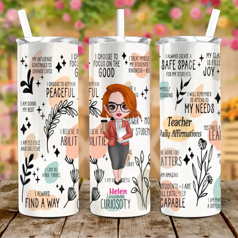 Personalized Teacher Skinny Tumbler 20OZ - Best Gift Idea For Teacher/Birthday - I Always Create A Safe Space For My Students