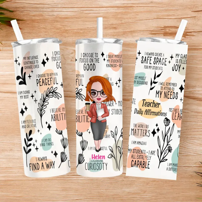 Custom Personalized Teacher Skinny Tumbler 20OZ - Best Gift Idea For Teacher/ Birthday - I Always Create A Safe Space For My Students