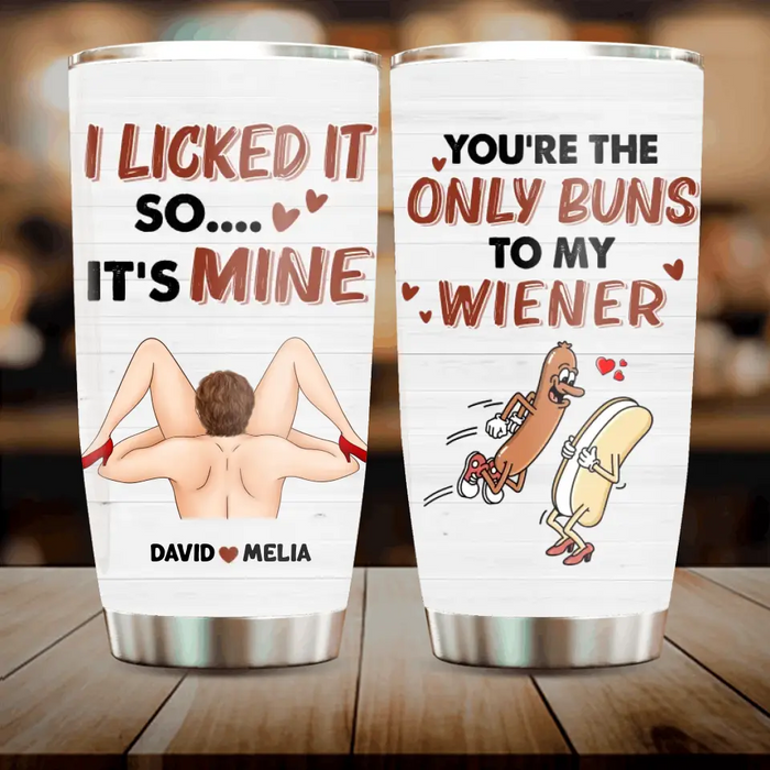 Custom Personalized Couple Tumbler - Gift Idea For Him/Her - You're The Only Buns To My Wiener