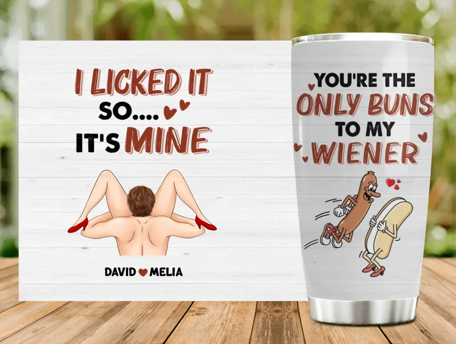 Custom Personalized Couple Tumbler - Gift Idea For Him/Her - You're The Only Buns To My Wiener