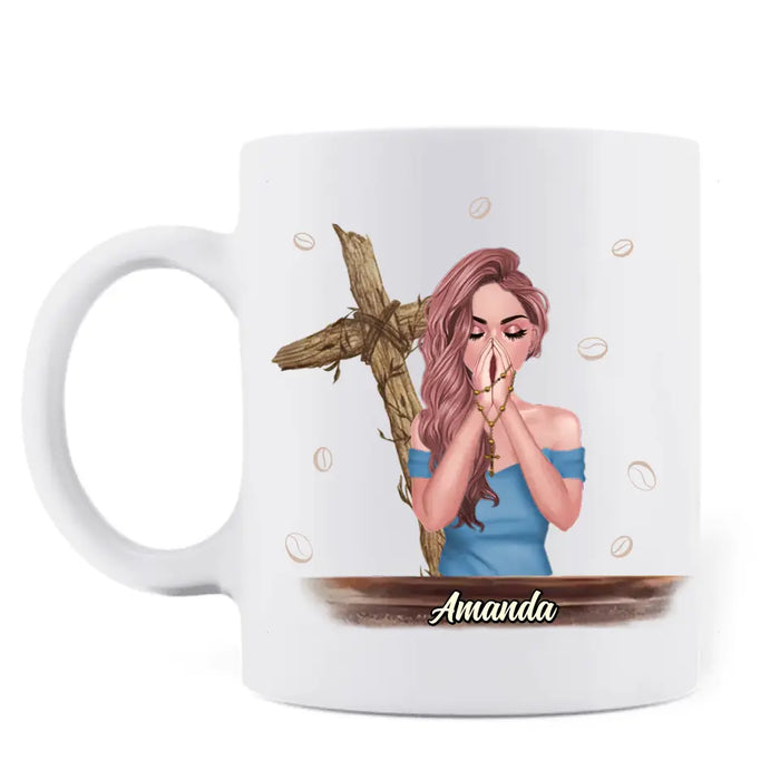 Custom Personalized Coffee Girl Mug - Gift Idea for Friends/Coffee Lovers - Give Me Coffee To Get Me Started & Jesus To Keep Me Going