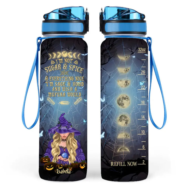 Personalized Witch Tracker Bottle 32oz - Gift Idea For Witch/ Halloween/ Friend - I'm Sage & Hood And Wish A Mufuka Would