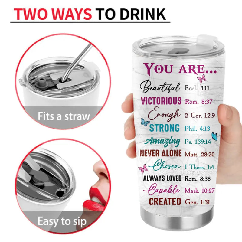 Personalized African American Girl Tumbler - Gift Idea For Birthday - You Are Beautiful, Victorious