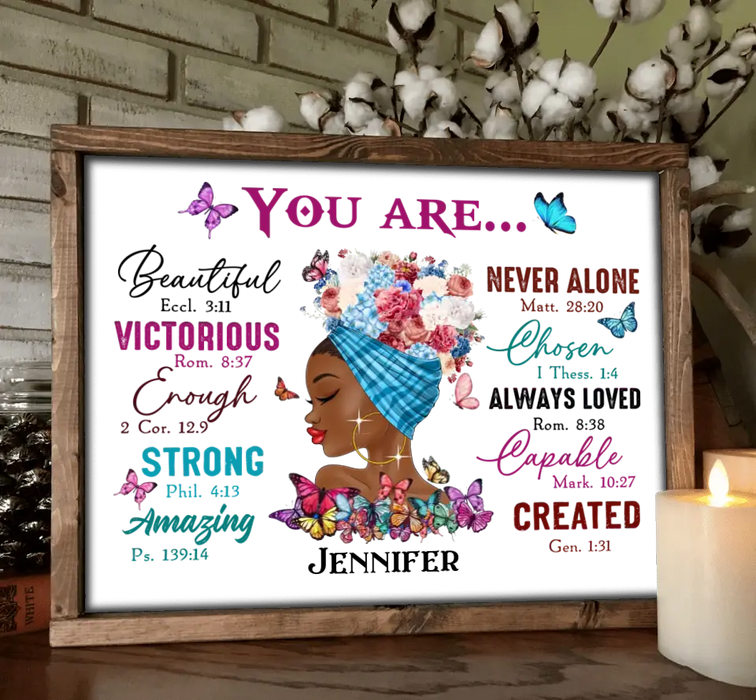 Custom Personalized African American Girl Horizontal Poster - Gift Idea For Birthday - You Are Beautiful, Victorious