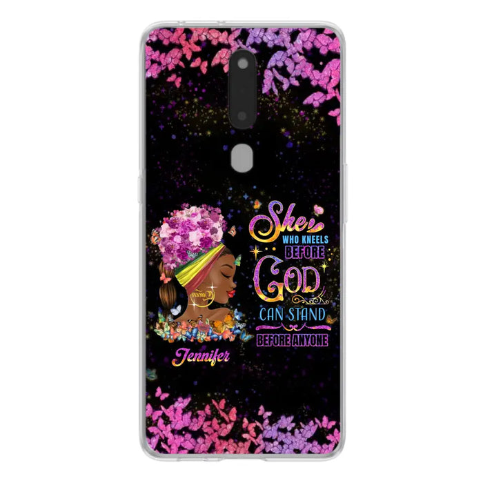 Custom Personalized Black Girl Phone Case - Gift Idea for Birthday/Friends - She Who Kneels Before God Can Stand Before Anyone - Case For Oppo/Xiaomi/Huawei