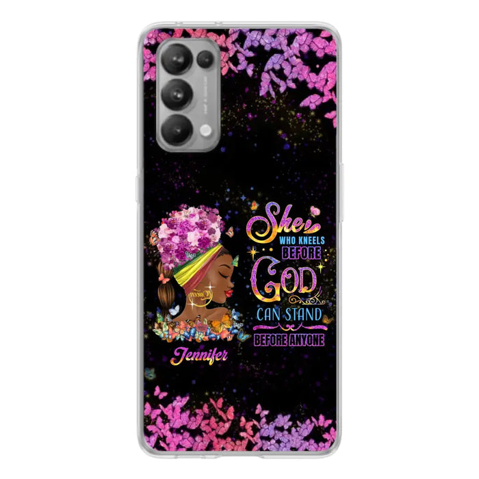 Custom Personalized Black Girl Phone Case - Gift Idea for Birthday/Friends - She Who Kneels Before God Can Stand Before Anyone - Case For Oppo/Xiaomi/Huawei