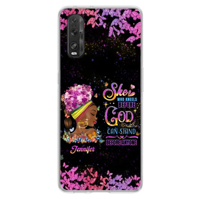 Custom Personalized Black Girl Phone Case - Gift Idea for Birthday/Friends - She Who Kneels Before God Can Stand Before Anyone - Case For Oppo/Xiaomi/Huawei