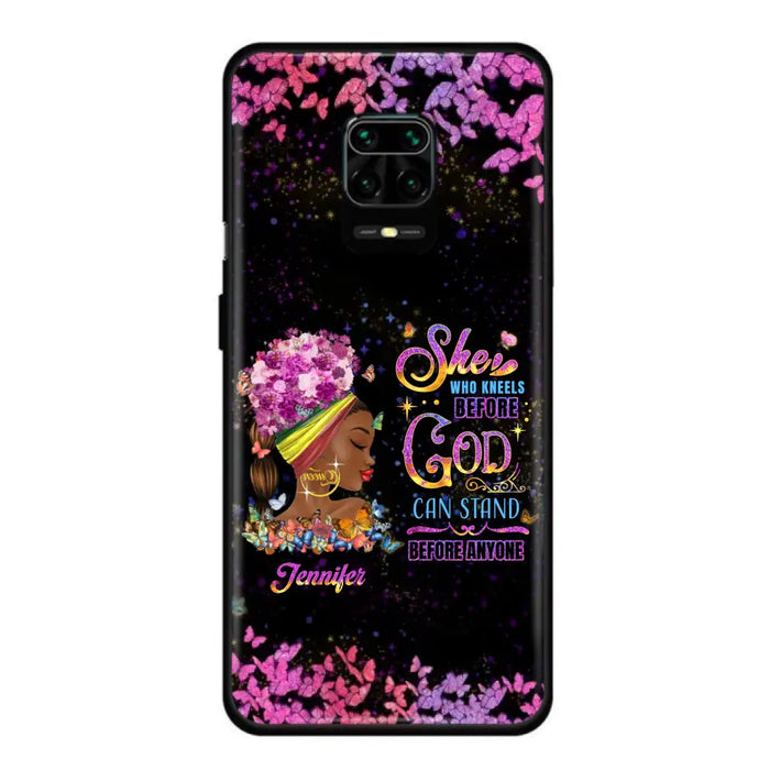 Custom Personalized Black Girl Phone Case - Gift Idea for Birthday/Friends - She Who Kneels Before God Can Stand Before Anyone - Case For Oppo/Xiaomi/Huawei